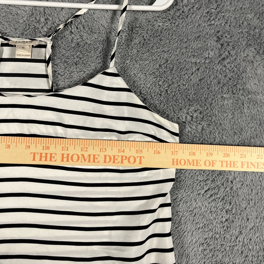 J.Crew Tank Top Women 6 Black White Horizontal Striped Racerback Spaghetti Strap - Picture 7 of 9
